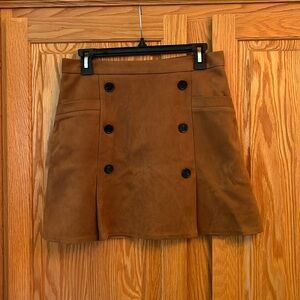Brown Suede Fully Lined Mini Skirt